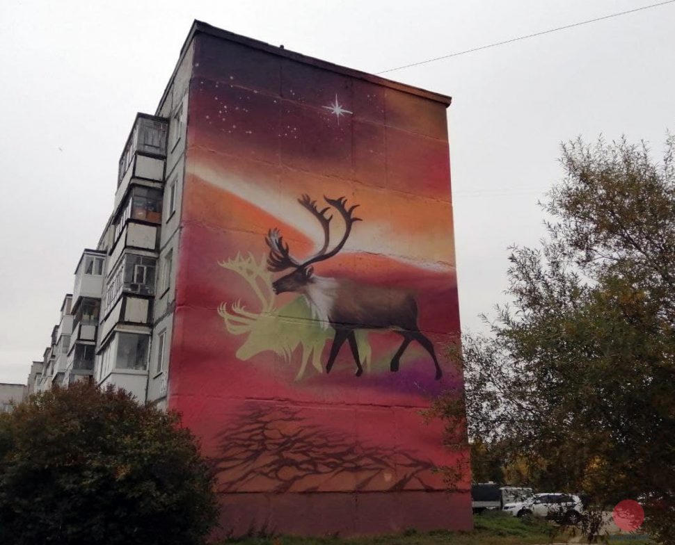 Мурал с изображением северного оленя появился в Северодвинске 